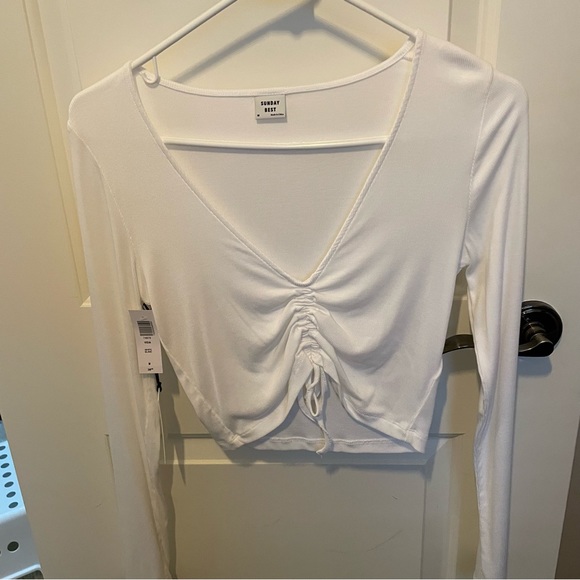 Sunday best vida top shirt blouse never worn NTW m white long sleeve coquette - Picture 7 of 10